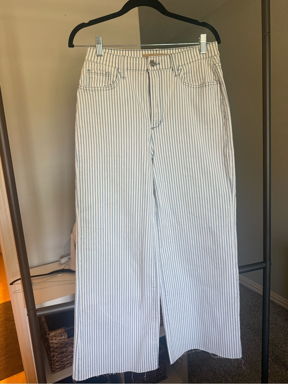 Joe's Jeans Blue & White Striped Wide-Leg Jeans